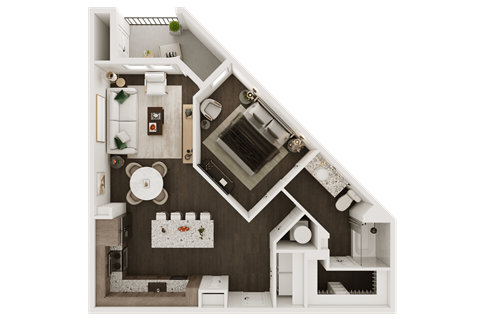 a floor plan of a house with a bedroom and a living room